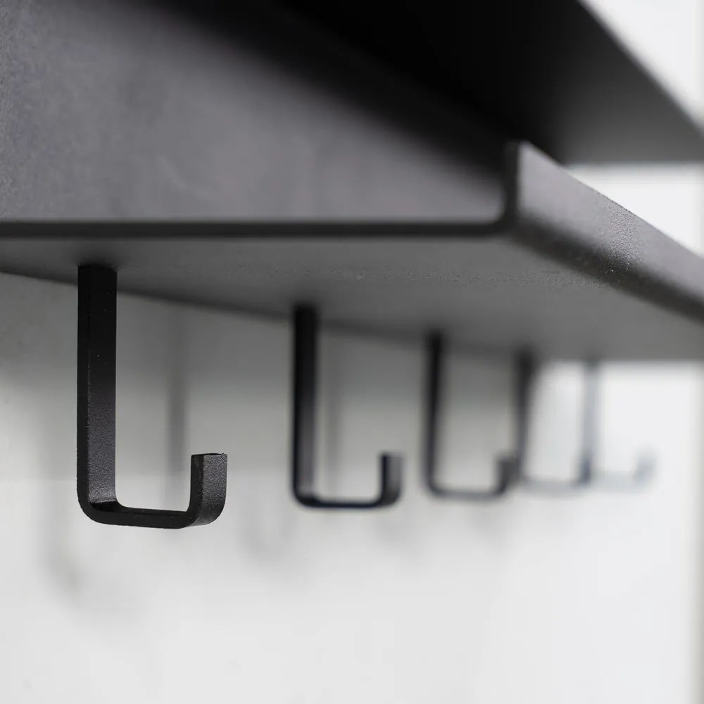 Fekete fém fali fogas polccal 50 cm Easy – Spinder Design