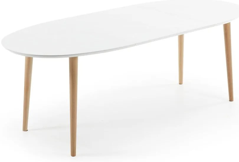 Fehér bővíthető étkezőasztal fehér asztallappal 90x140 cm Oqui – Kave Home