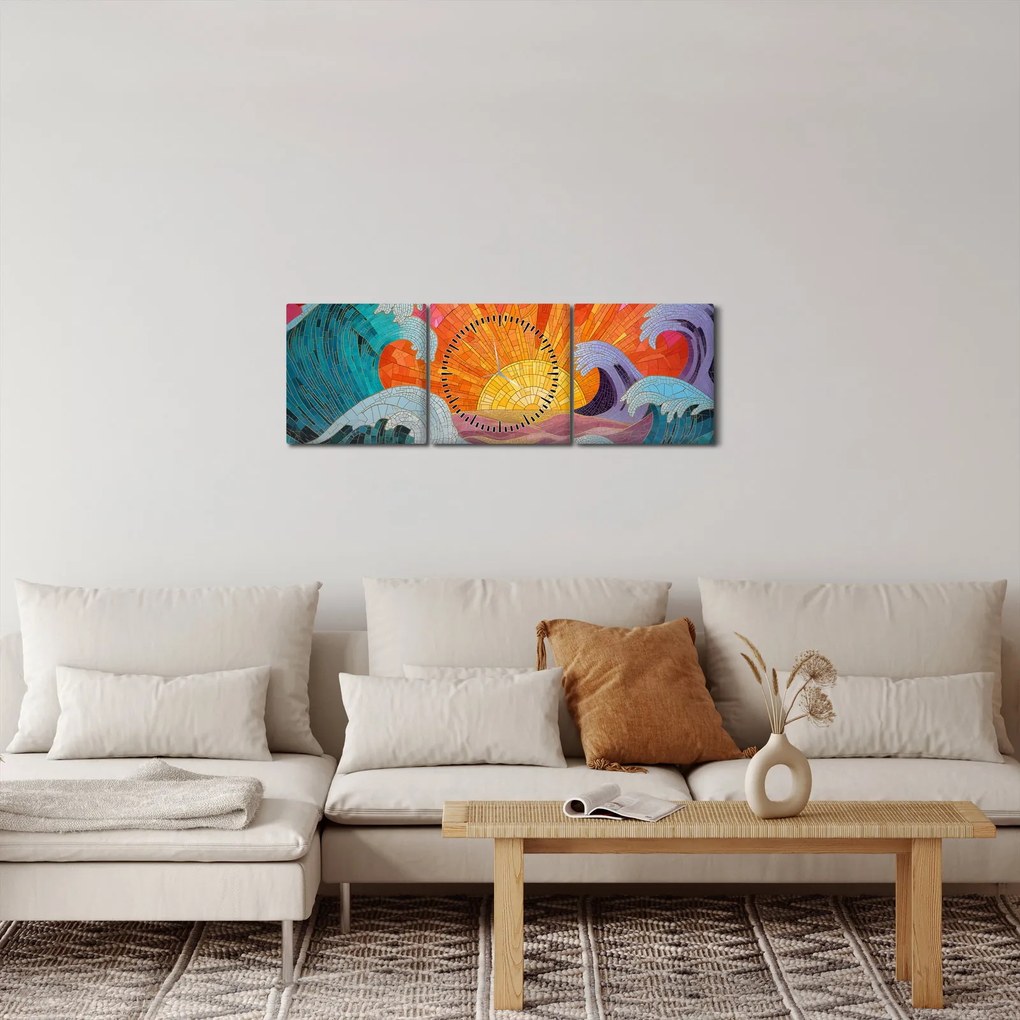 Kép - Hullámmozaik (órával) (90x30 cm)
