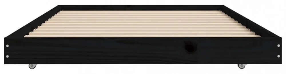 fekete tömör fenyőfa ágykeret 75 x 190 cm