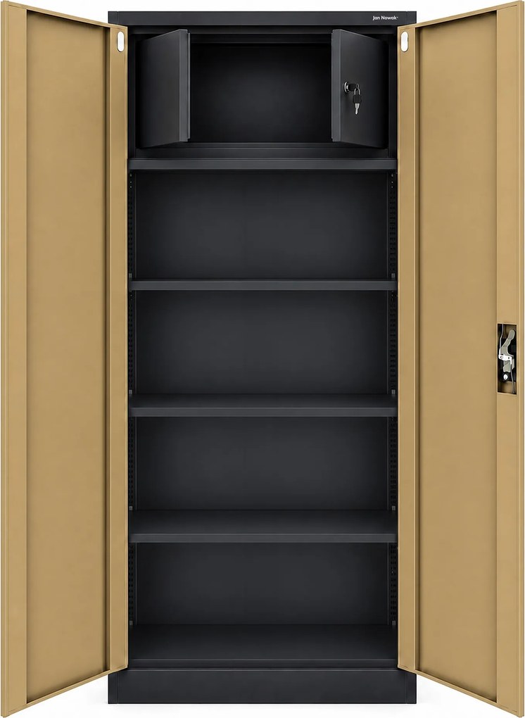 Antracit / dió rekeszes fémszekrény: Eco Design TOMASZ, 900 x 1850 x 450 mm