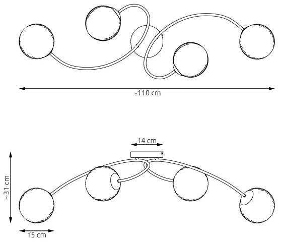 Felületre szerelhető csillár VIBRA 4xE14/10W/230V fekete/szürke