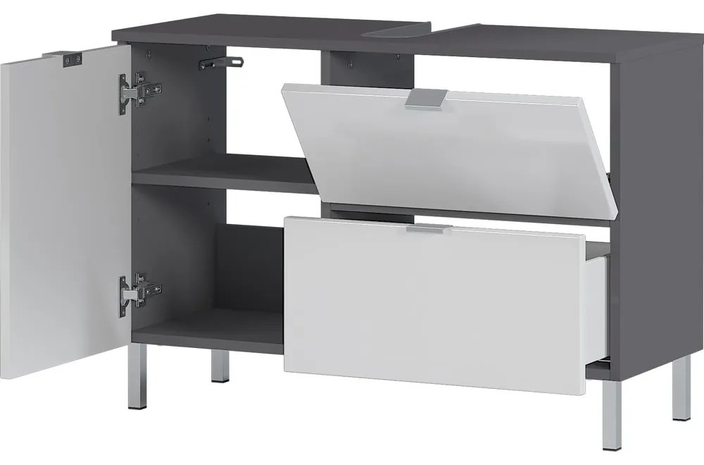 Mauresa fehér-szürke szekrény a mosdó alá, szélesség 80 cm - Germania