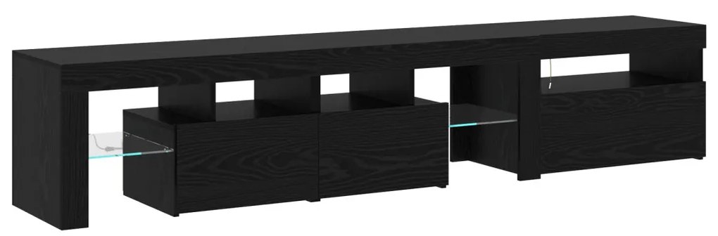TV szekrények 2 db LED világítással Fekete tölgy Mérnöki fa