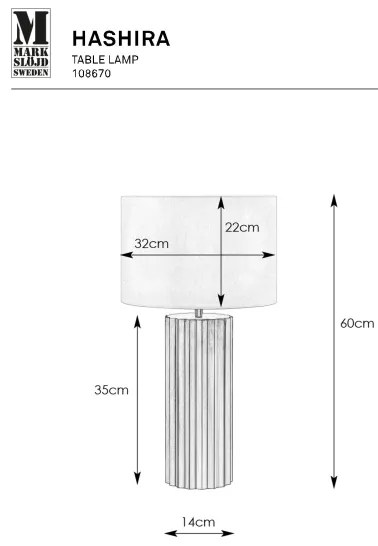 Markslöjd 108670 - Asztali lámpa HASHIRA 1xE27/40W/230V fehér/fekete