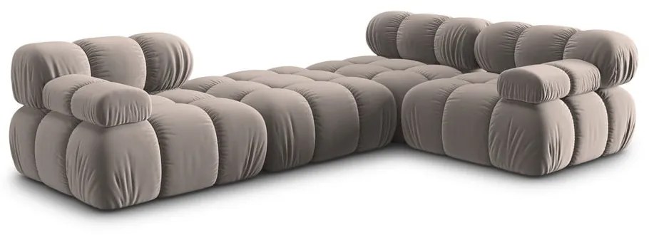 Világosbarna bársony moduláris sarokkanapé (variálható) Bellis – Micadoni