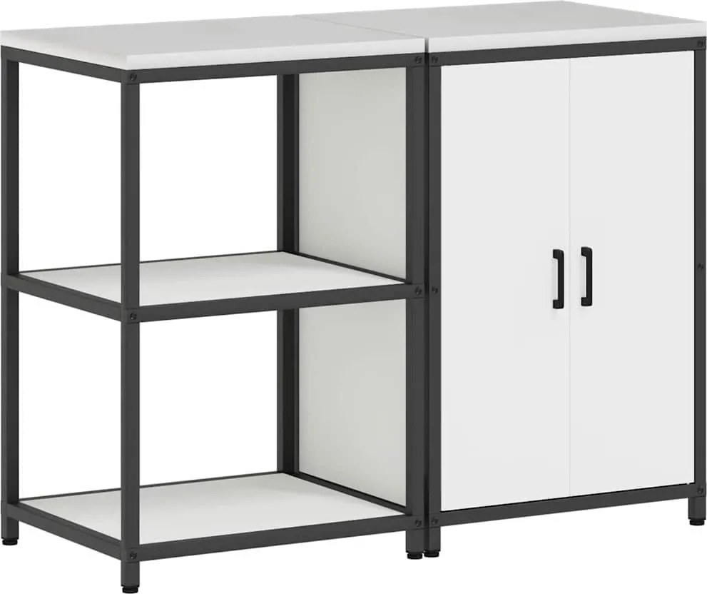 vidaXL Konyhai Tároló Készlet 2 pcs Fehér Hidegen hengerelt acél