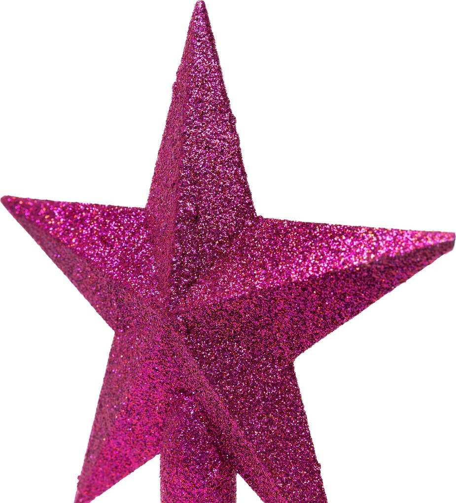 Glitteres csúcsdísz csillag 19 cm 2 rózsaszín