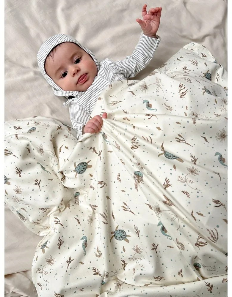 Világossárga bio pamut gyerek ágyneműhuzat babaágyhoz 70x100 cm Sea Garden – Cam Cam Copenhagen