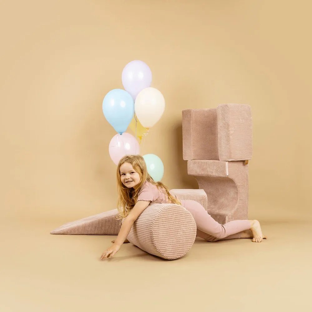 Krémszínű kordbársony habszivacs játszótér 4 db-os magasság 30 cm 45x170 cm Montessori – Meowbaby