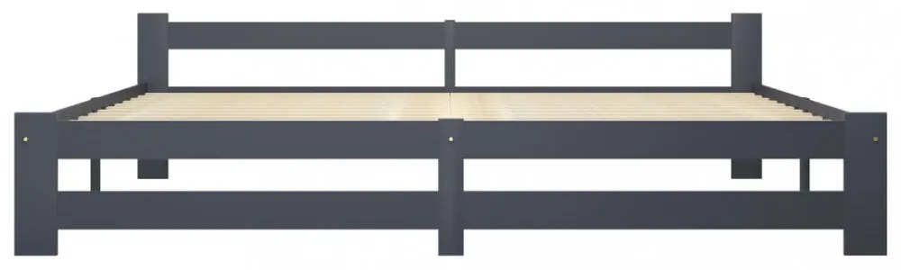 sötétszürke tömör fenyőfa ágykeret matrac nélkül 200 x 200 cm