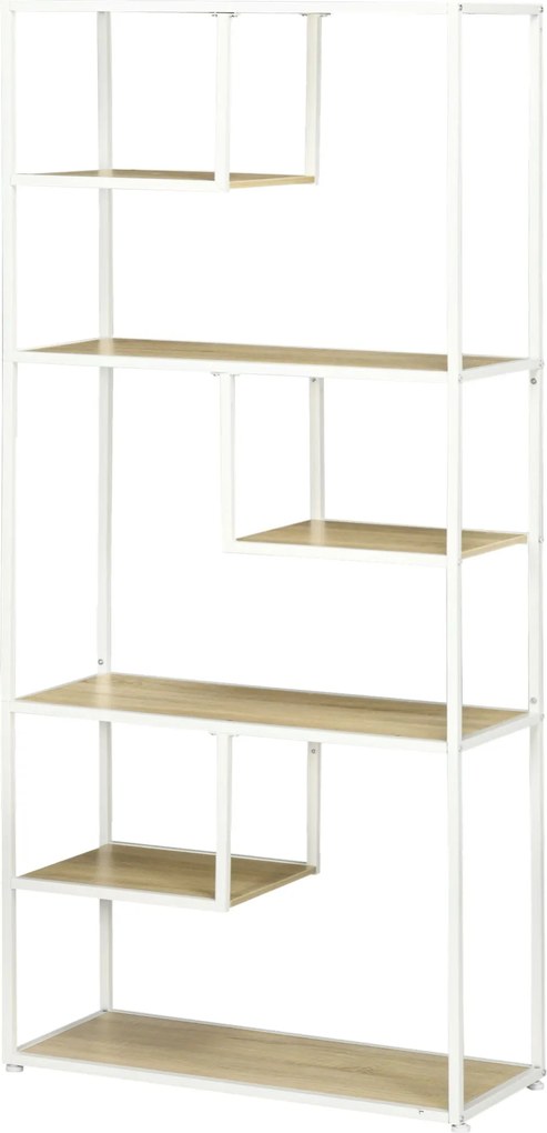 HOMCOM Ipari Tároló Könyvespolc Nappaliba, Irodába, Konyhába, 83x34x180 cm Tölgy | Aosom