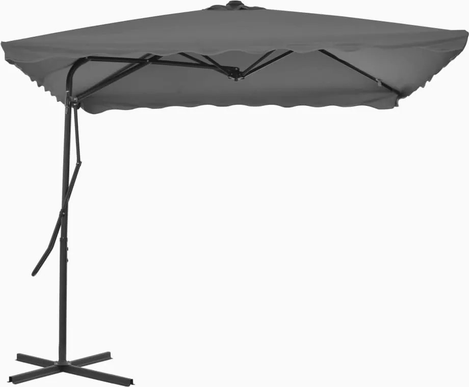 vidaXL antracitszürke kültéri napernyő acélrúddal 250 x 250 cm