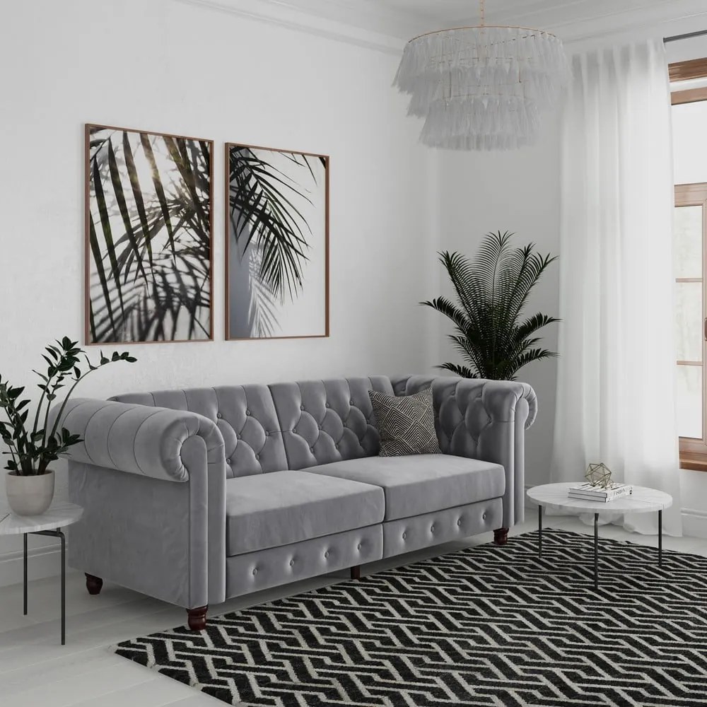 Világosszürke bársony kanapé 236 cm Felix – Støraa