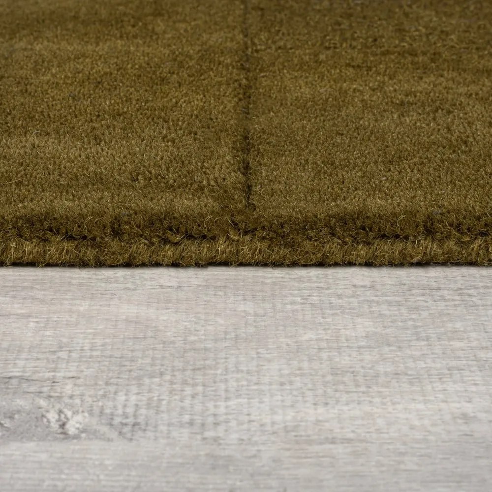 Khaki kézi szövésű gyapjú futószőnyeg 60x230 cm Checkerboard – Flair Rugs