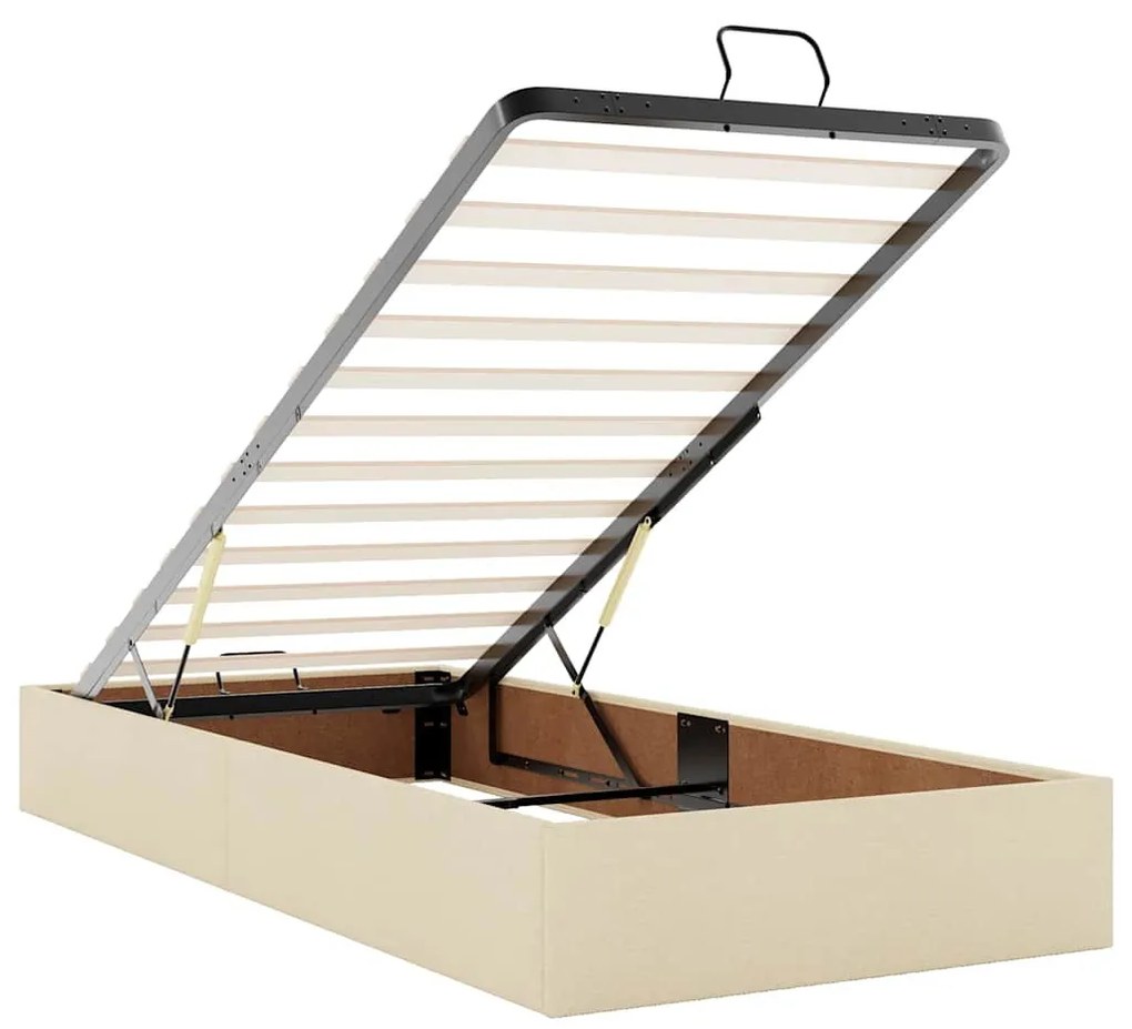 Ottomán ágykeret matrac nélkül krém 90x200 cm szövet