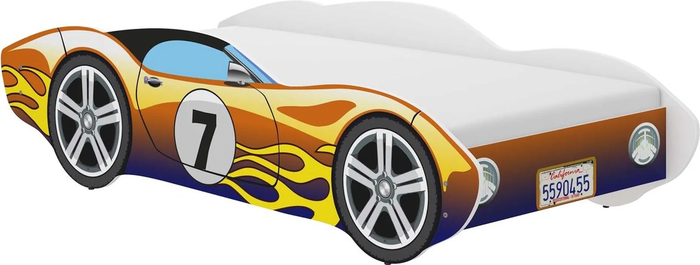 CORVETTA autós gyerekágy 160x80cm kaméleon - ajándék matraccal