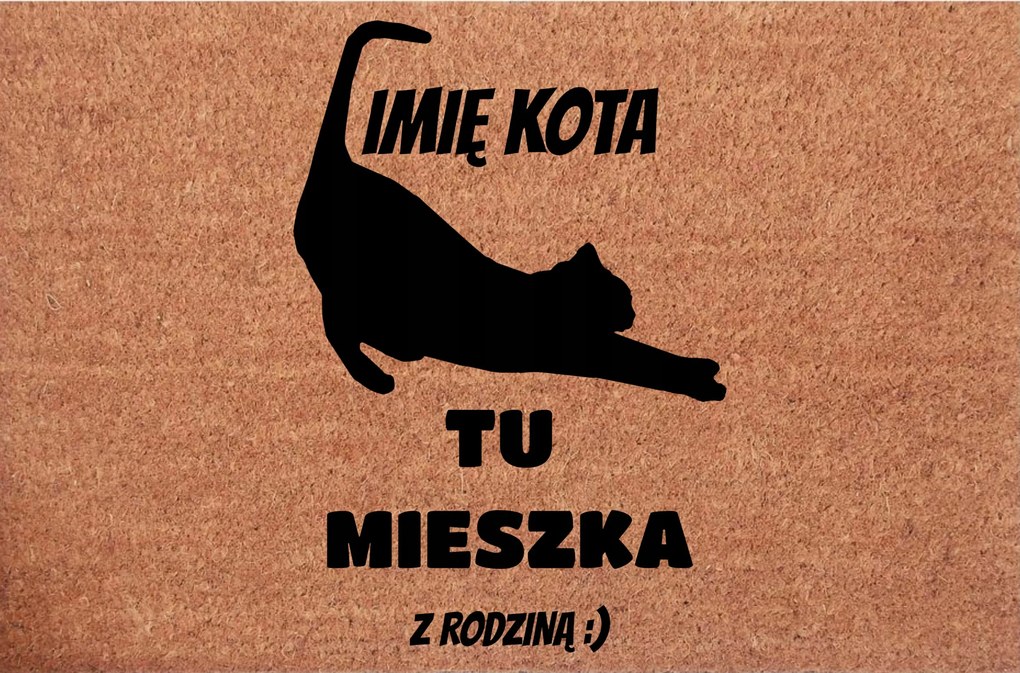Kókusz Lábtörlő az ajtóhoz Itt lakik a Macska A kis kedvenc neve a családdal