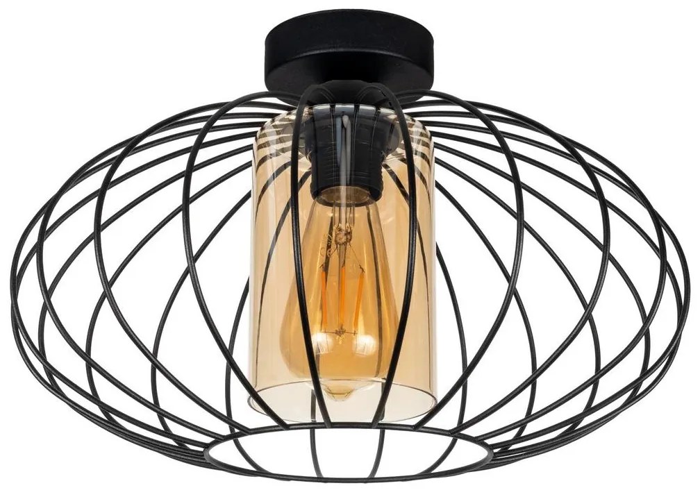 Felületre szerelhető csillár CORRINI 1xE27/60W/230V átm. 34 cm fekete/bézs