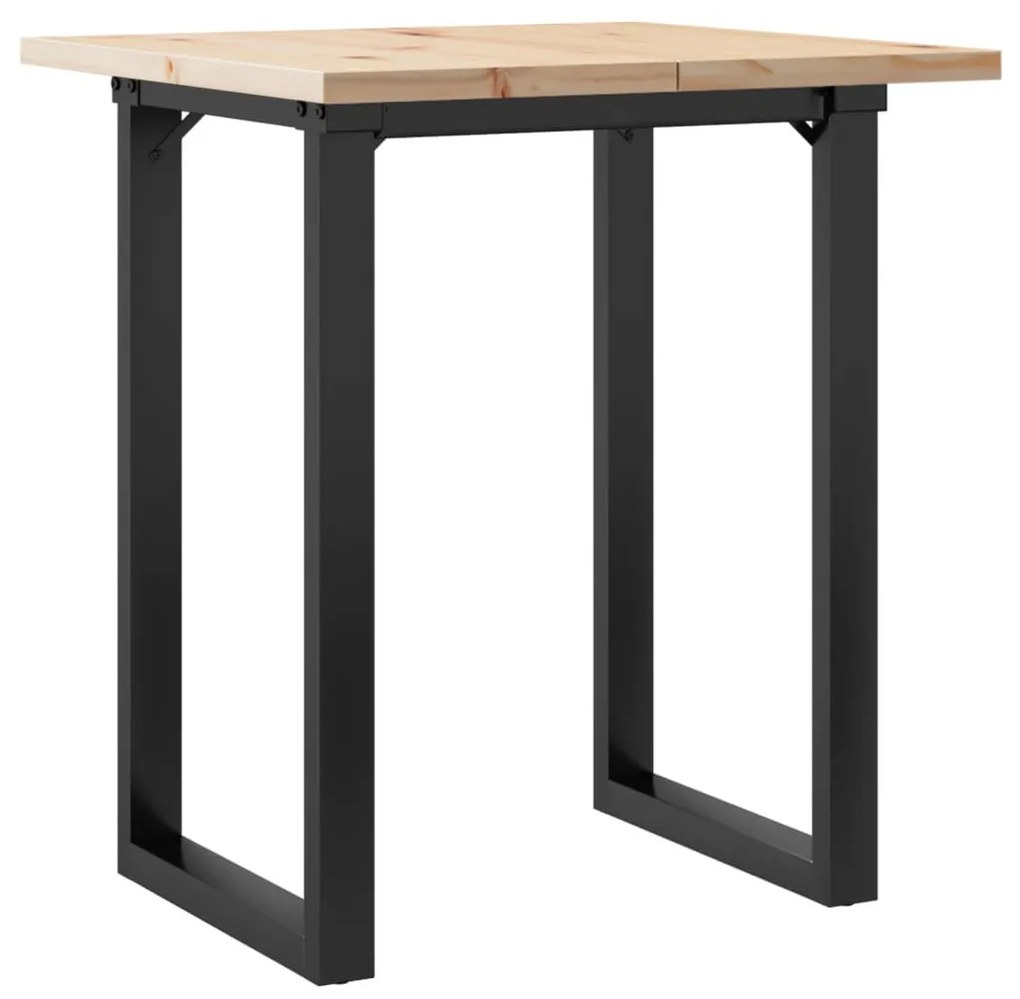 tömör fenyőfa és öntöttvas étkezőasztal O-vázzal 70x70x75,5 cm