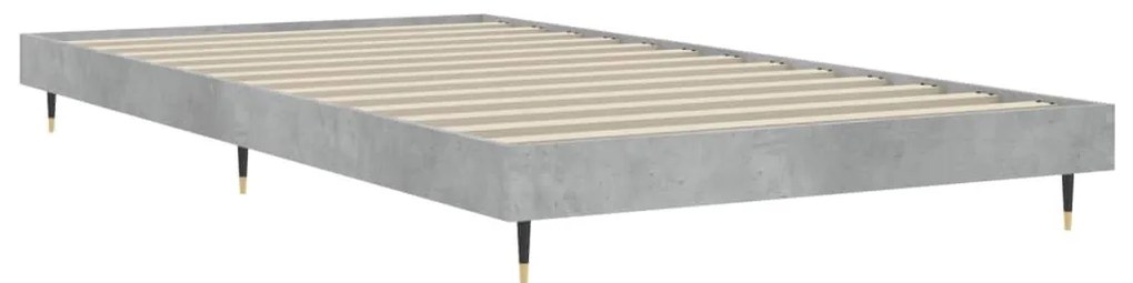 betonszürke szerelt fa ágykeret 100 x 200 cm