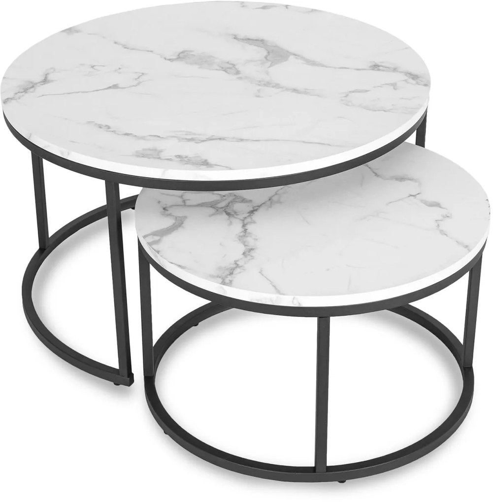 Dohányzóasztal Szett, Fehér Márvány DAFNE MAX