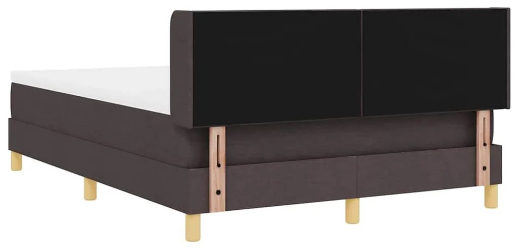 Boxrugós ágy matracmal Sötétbarna és fehér 160 x 200 cm szövet