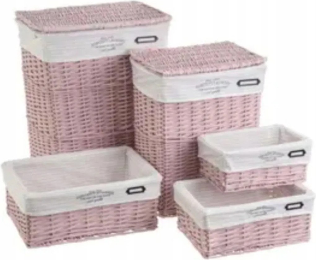 5 db-os fonott kosár szett Casaseleccion rózsaszín tároló