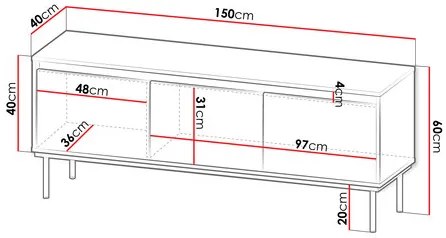 TV szekrény Gelean 3D (fekete + arany) . 1106217