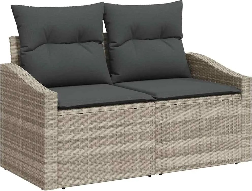 vidaXL Kerti kanapé párnával tárolóval 123 x 62 x 69 cm polirattan