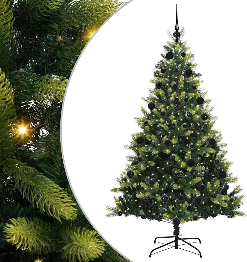 vidaXL Mesterséges Hajlított Karácsonyfa 300 LED-del Zöld 210 cm
