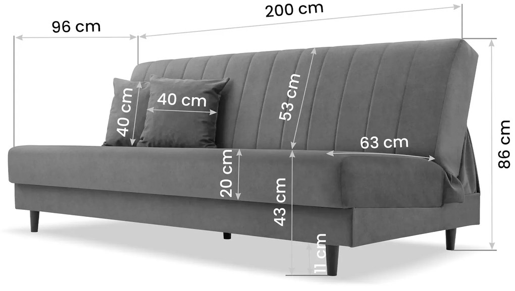 ID IRA kanapéágy tárolóval - kék
