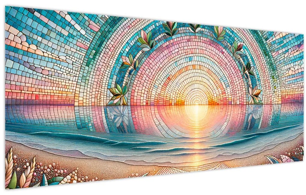 Kép – Naplemente mozaik (120x50 cm)