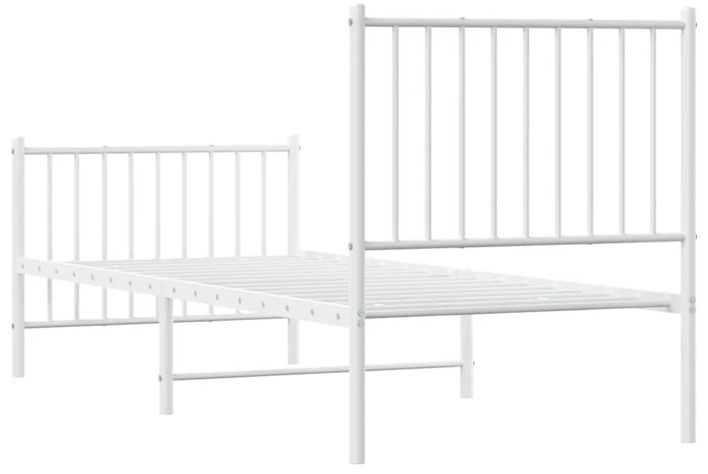 fehér fém ágykeret fej- és lábtámlával 80x200 cm