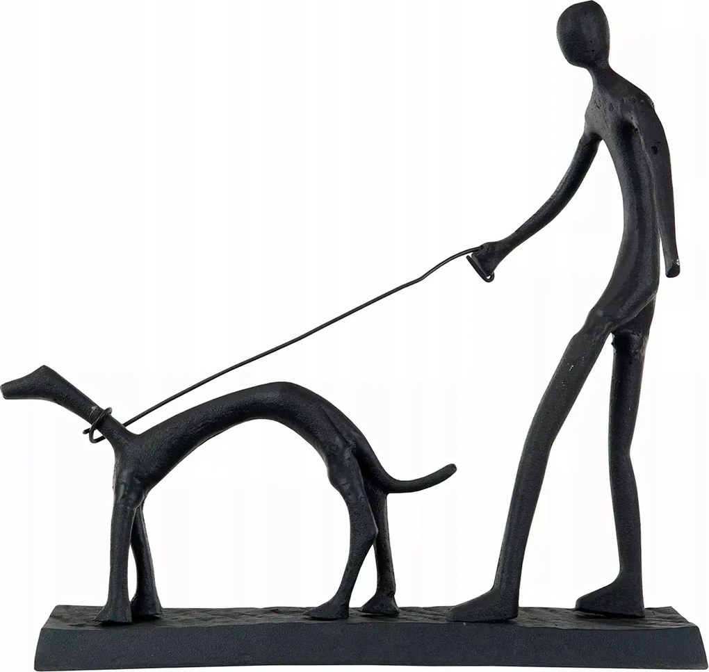 Kutya Figura Fekete nappaliba fém loft dekoráció 34cm