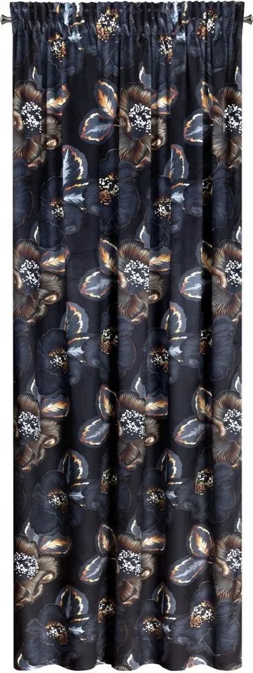 Szalagra kész függöny PEONIA2 140x270 fekete