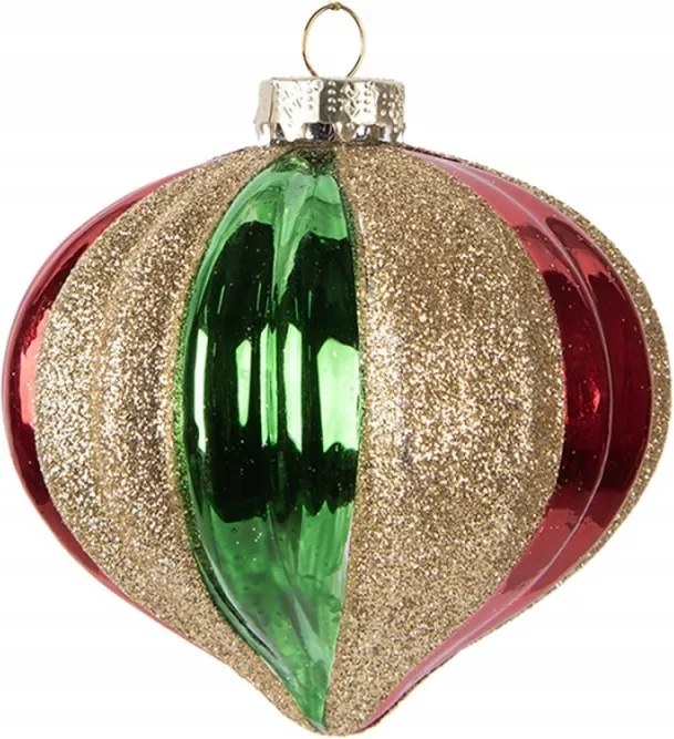 Piros-zöld üveg karácsonyi dekoráció Nes II 10x10 cm