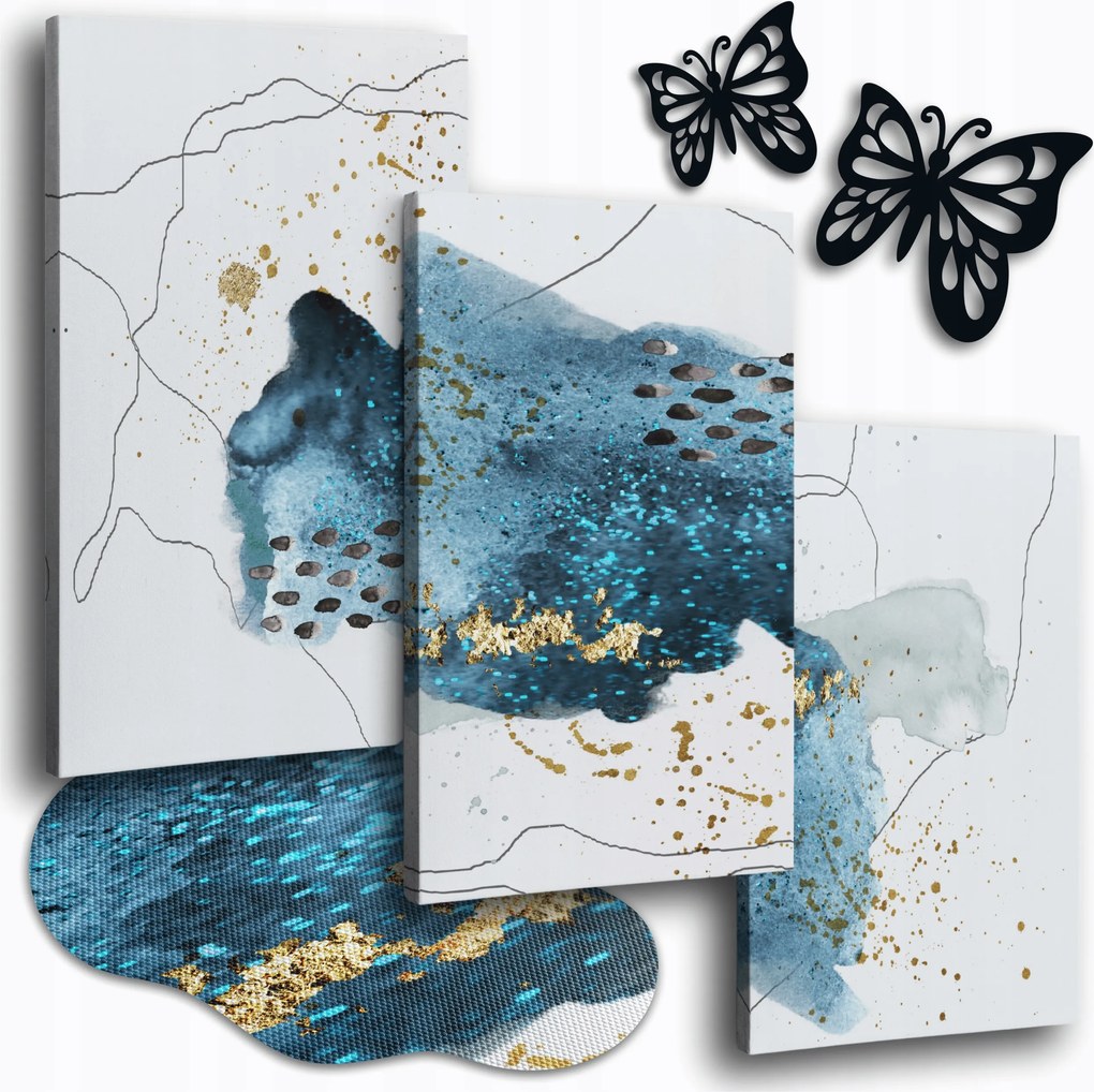 Vászonkép 120x50 cm Nappali Képek Modern Kék Arany Nagy