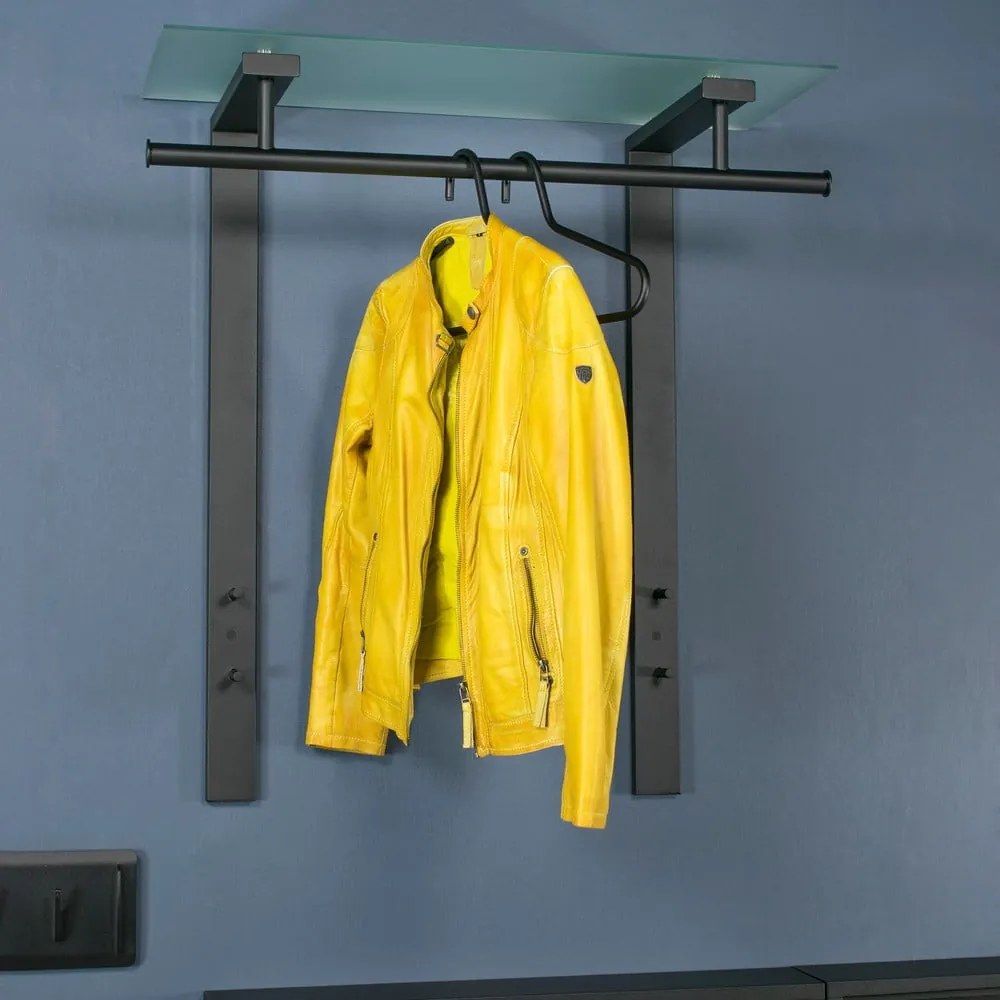 Fekete fém fali fogas polccal 80 cm Dutch – Spinder Design