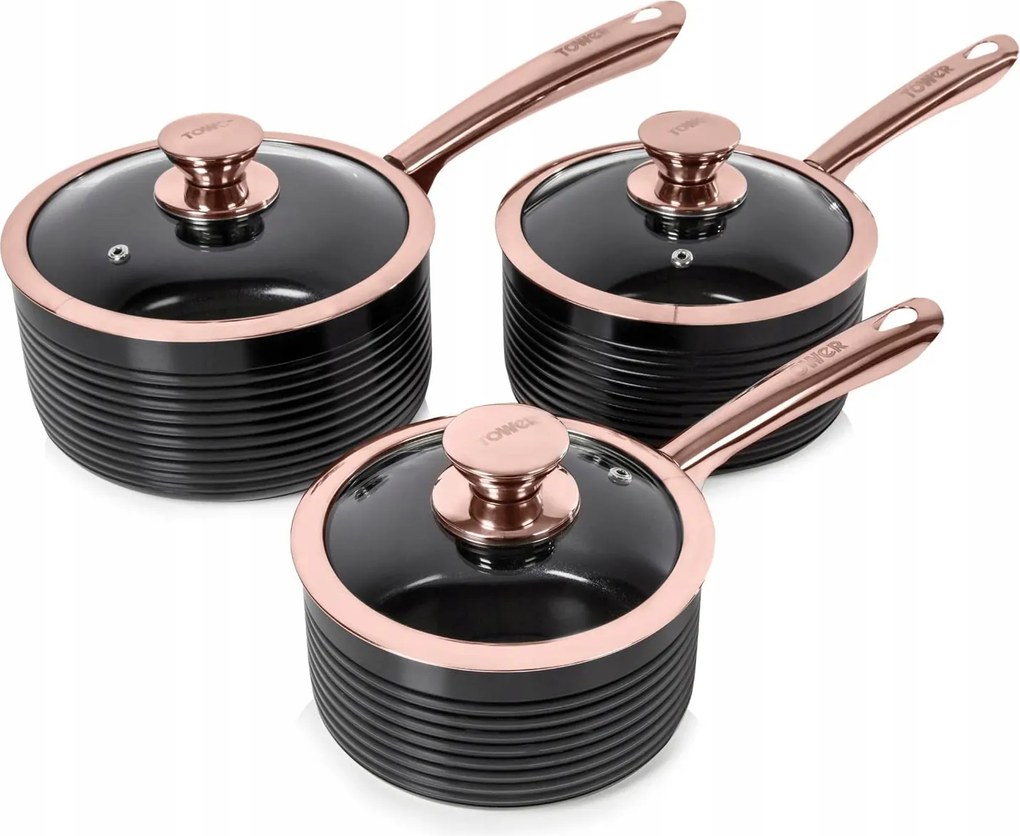 Edénykészlet Serpenyő fekete Rózsaszín tapadásmentes Rose Gold arany