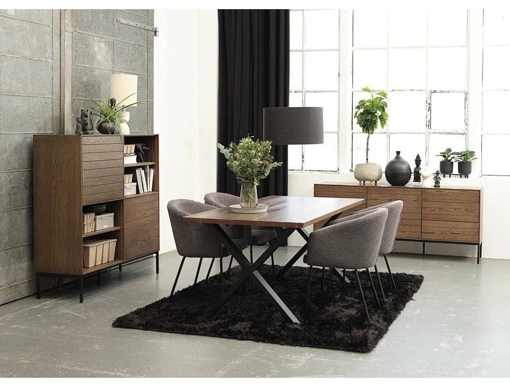 Sötétszürke kárpitozott karfás étkezőfotel Easton – Unique Furniture