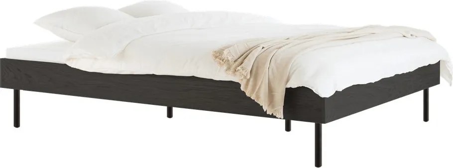 Fekete forgácslemez franciaágy ágytámla nélkül ágyráccsal 160x200 cm Streiko – noo.ma