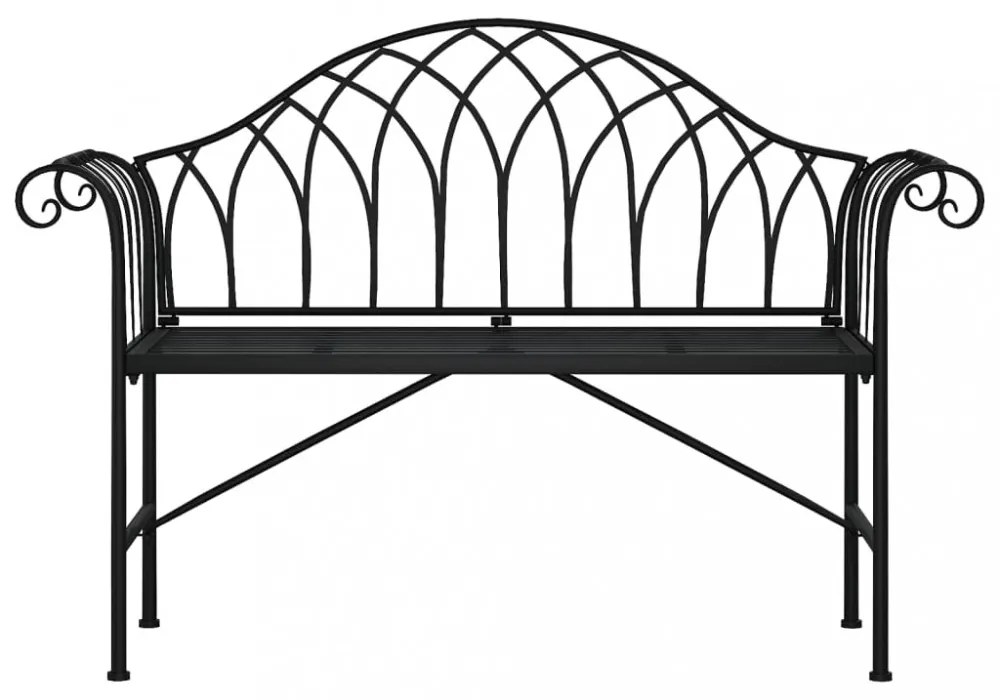 kétszemélyes fekete acél kerti pad 128 cm