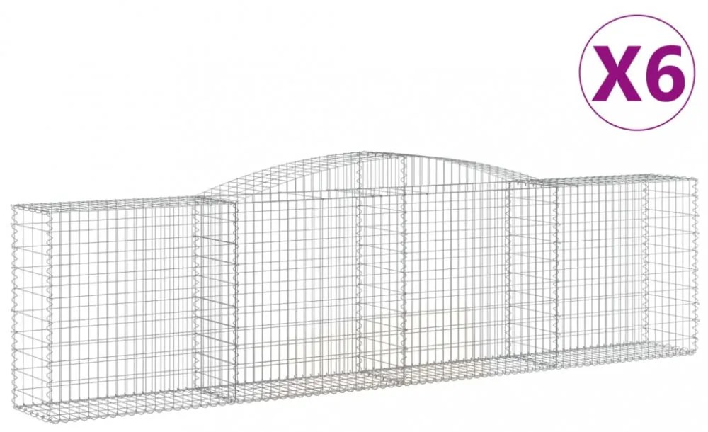 6 db íves horganyzott vas gabion kosár 400x50x100/120 cm