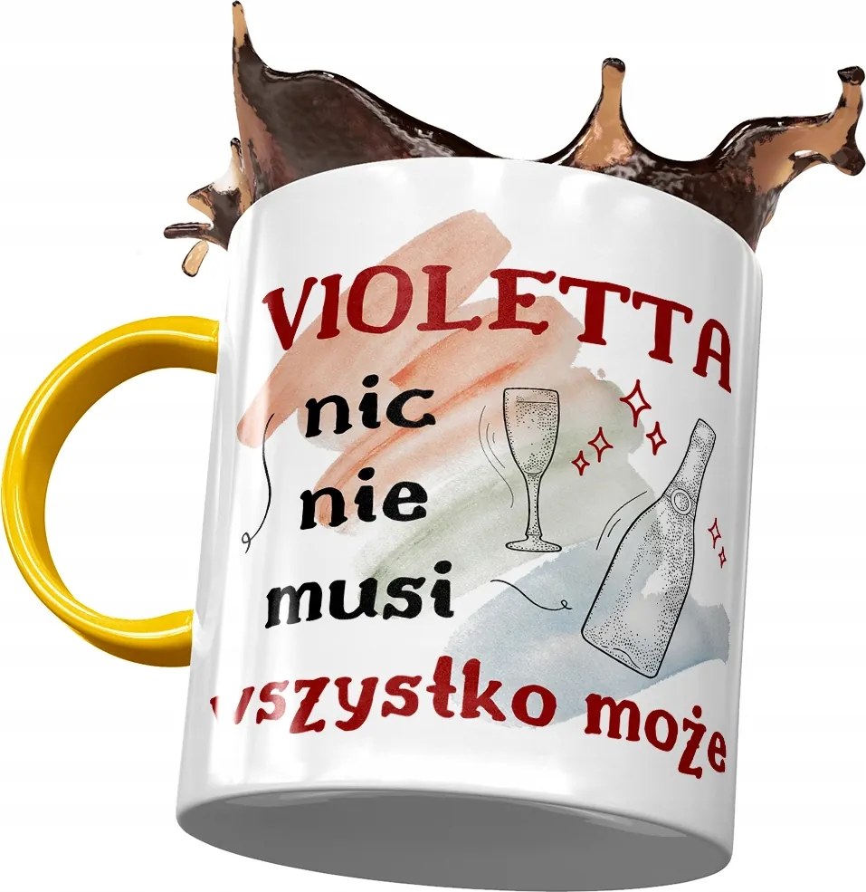 Sárga Bögre Violetta Barátnő Feleség Ajándék Nyomtatott Fotóval