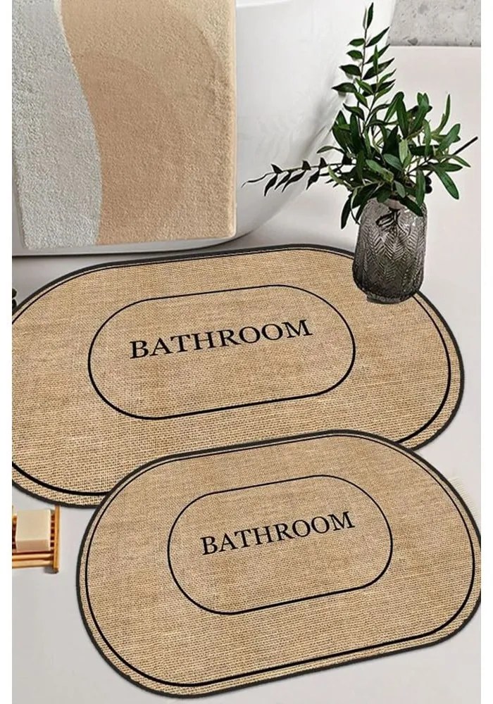 Fekete-barna fürdőszobai kilépő szett 2 db-os 60x90 cm Jute Look – Mila Home