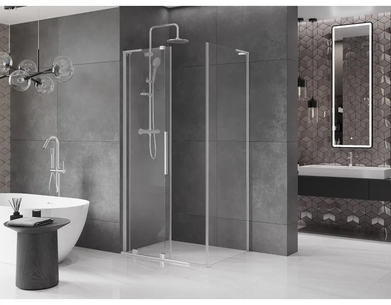 Mexen Velar L, zuhanykabin tolóajtóval 110 x 80 cm, 8mm átlátszó üveg, króm, 871-110-080-03-01