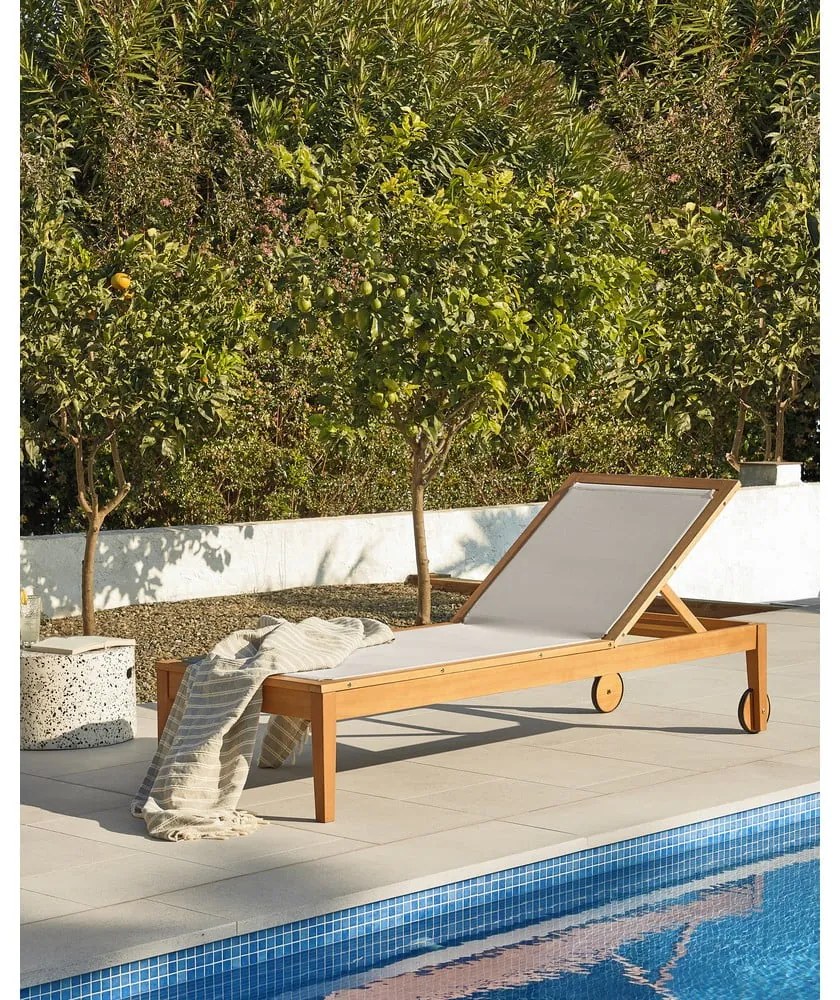 Caterin bézs eukaliptuszfa kerti napozóágy - Kave Home