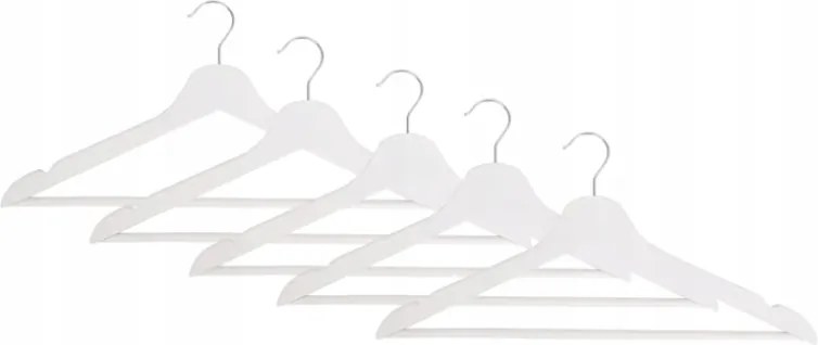 Klasszikus Fa Akasztók Fehér 5 db-os szett
