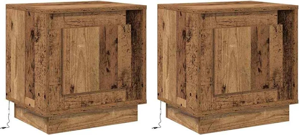 vidaXL Éjjeliszekrény 2 pcs Öreg fa 44 x 34,5 x 45 cm Faanyag